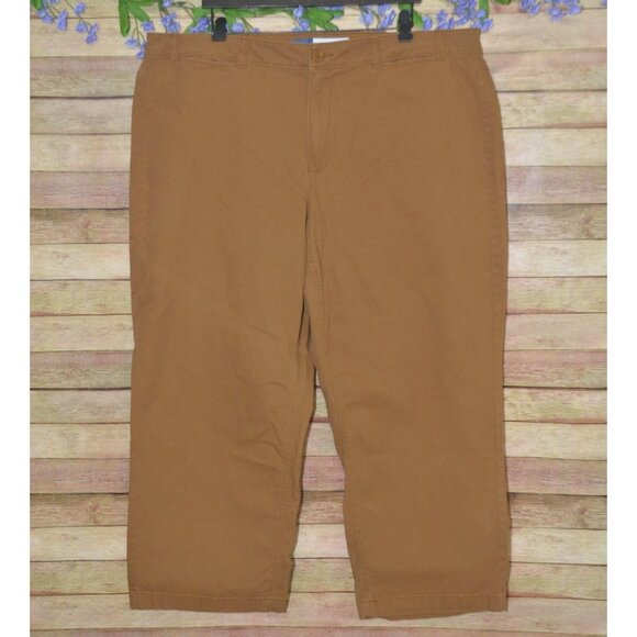 Old Navy Women's Brown Wide Leg Cropped Ankle Pants 22 Extra High Rise Stretch - Picture 1 of 9